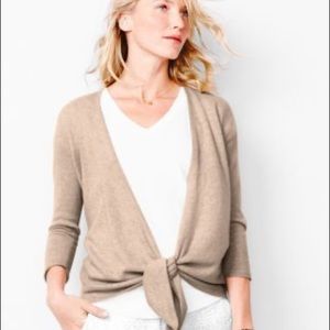 Garnet Hill Tie-Front Cashmere Sweater in Cream